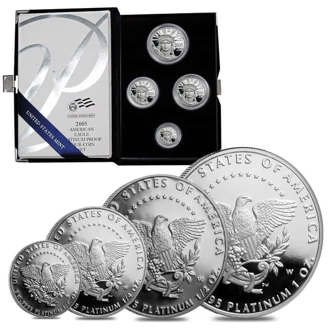 2005-W Platinum 1.85 oz Proof American Eagle 4-coin set (W/Box & COA)