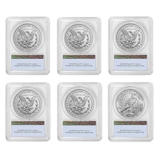 2021 Morgan / Peace Silver Dollar Centennial 6-Coin Set PCGS MS 70 FS