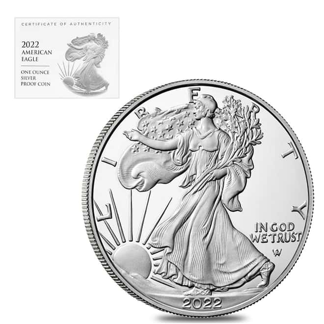 2022-S 1 oz Proof Silver American Eagle In Cap (w/COA)