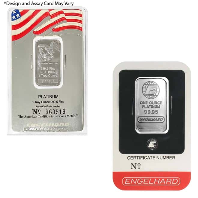 1 oz Engelhard Platinum Vintage Bar .9995 Fine (In Assay)
