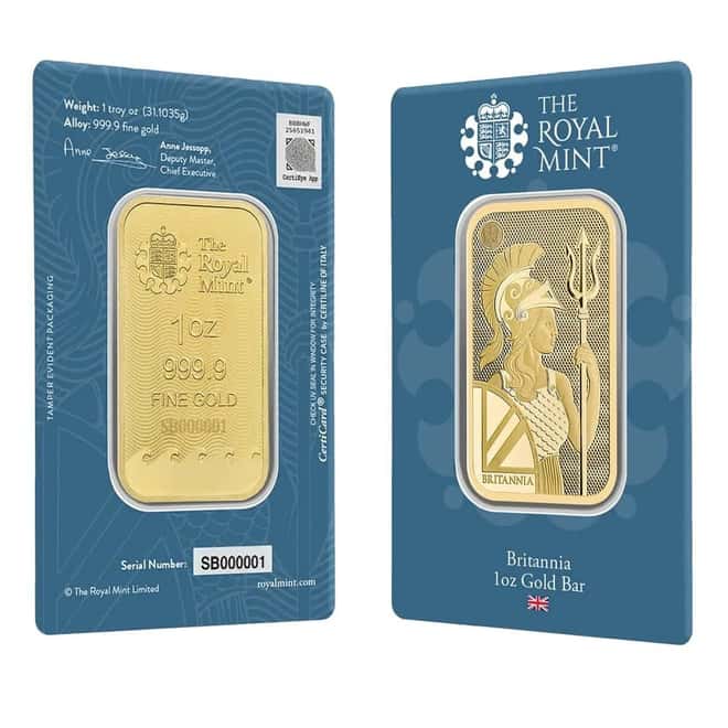1 oz The Royal Mint Britannia Gold Bar .9999 Fine (New Assay)