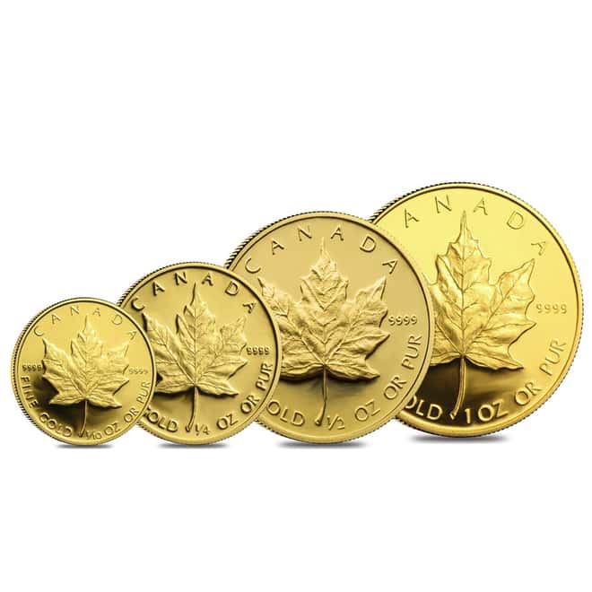 1989 1.85 oz Proof Gold Canadian Maple Leaf 4-Coin Set 