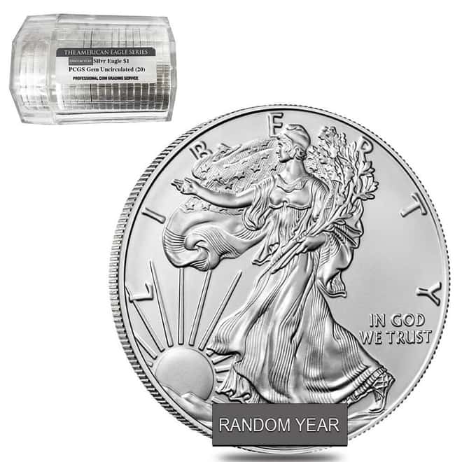 Roll of 20 - 1 oz Silver American Eagle $1 Coin NGC/PCGS Gem Unc (Sealed Tube, Random Year)