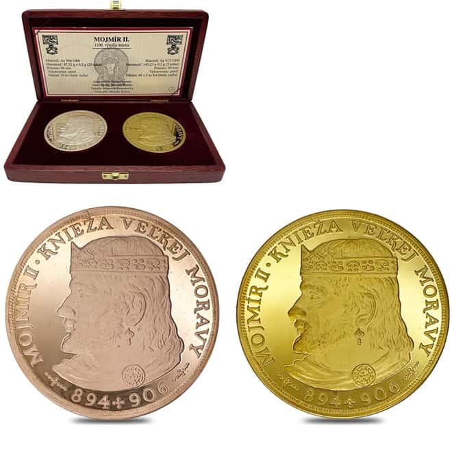 Slovakia Moravian Ruler Mojmir II Gold / Silver 2-Medal Set