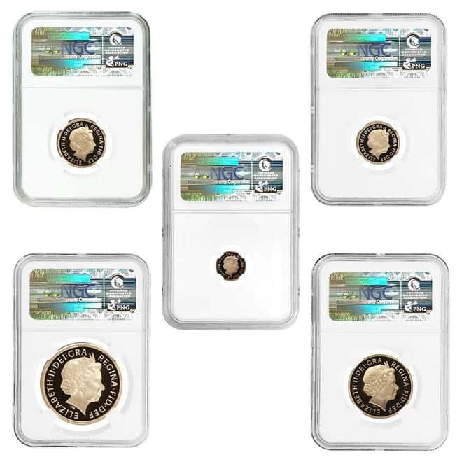 2015 2.0599 oz British Proof Gold Sovereign 5-Coin Set NGC PF 70 UCAM
