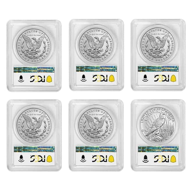 2021 Morgan / Peace Silver Dollar Centennial 6-Coin Set PCGS MS 69 FS (Morgan/Peace Label)