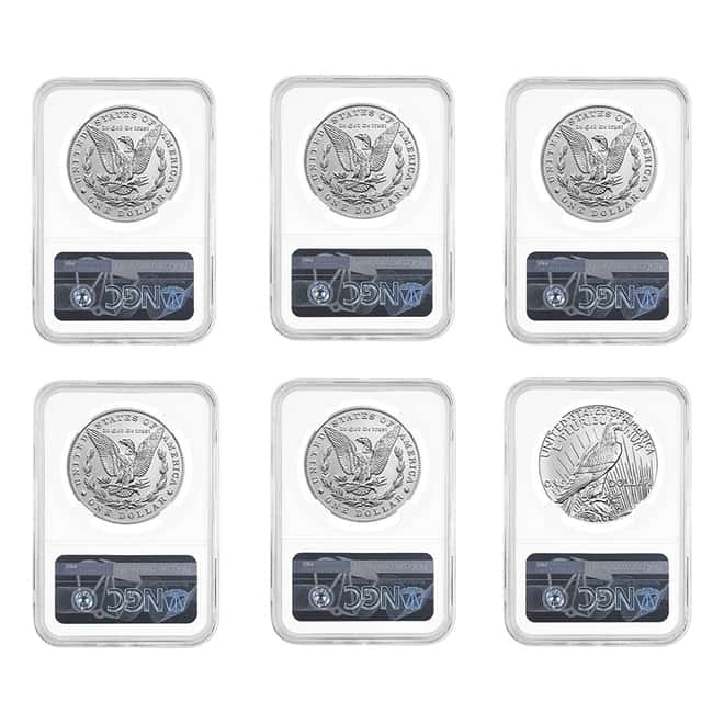 2021 Morgan / Peace Silver Dollar Centennial 6-Coin Set NGC MS 70 ER (Morgan/Peace Label)