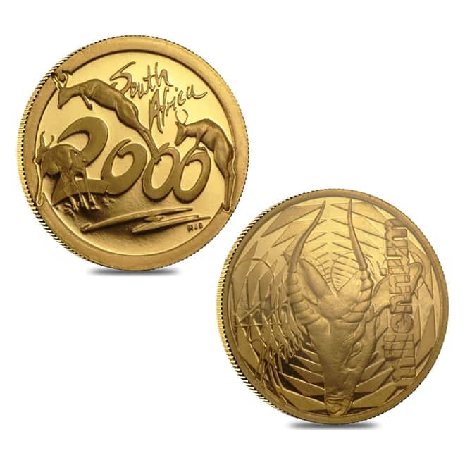 2000 2.1 oz South African Gold Krugerrand Millennium 5-Coin Proof Set (w/Box & COA)