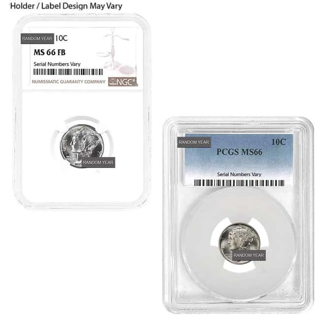 Mercury Silver Dime 10C NGC / PCGS MS 66 (Random Year)