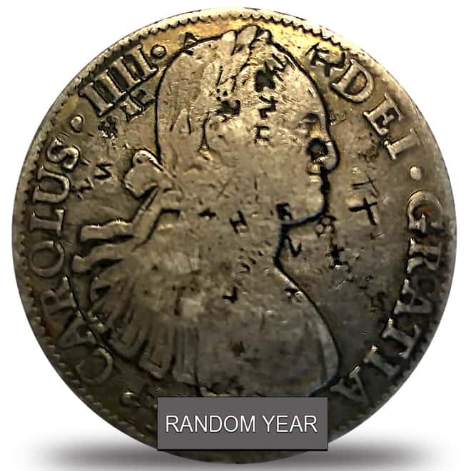 Mexico Spanish Colony 8 Reales Charles IV Silver Coin ASW .7797 oz Chopmarked Circ (Random Year)