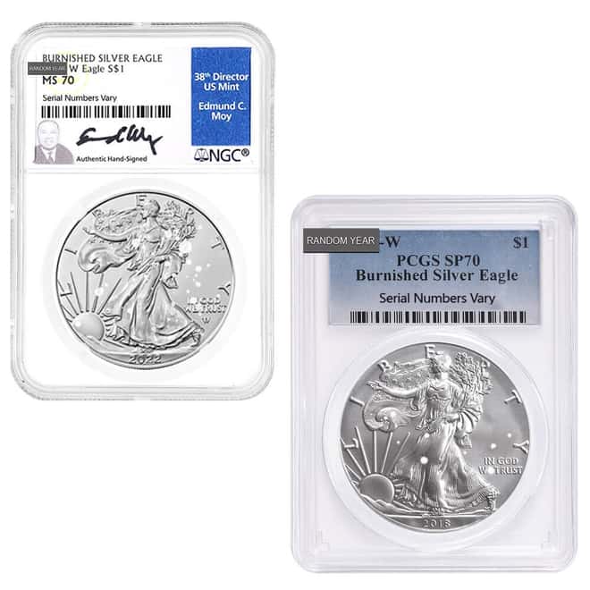 MILKY - 1 oz Burnished Silver American Eagle NGC/PCGS MS/SP 70 (Random Year)