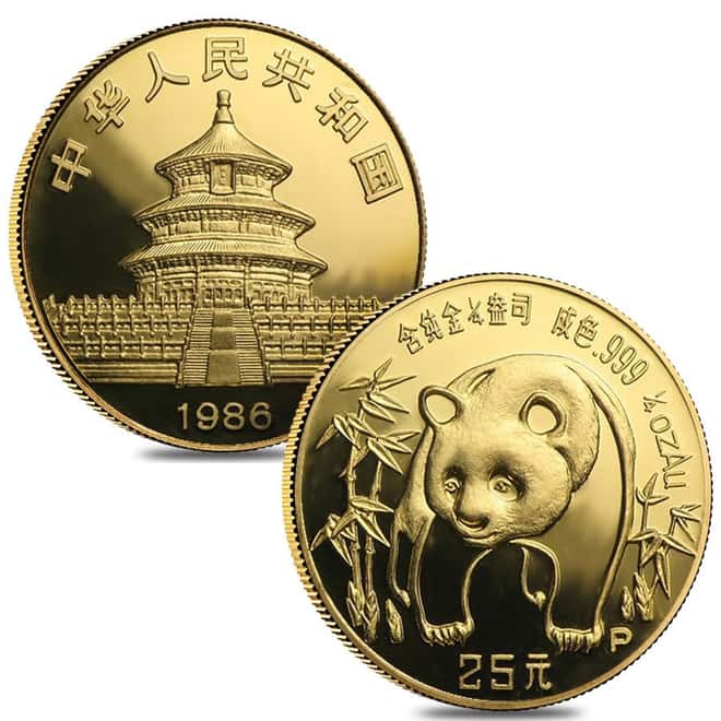 1986 P 1.9 oz Chinese Proof Gold Panda 5-Coin Set (Sealed)