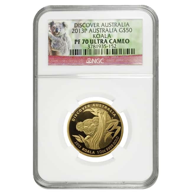 2013 P 0.60 oz Discover Australia Koala Proof Gold 2-Coin Set NGC PF 70 UCAM (w/Box & COA)