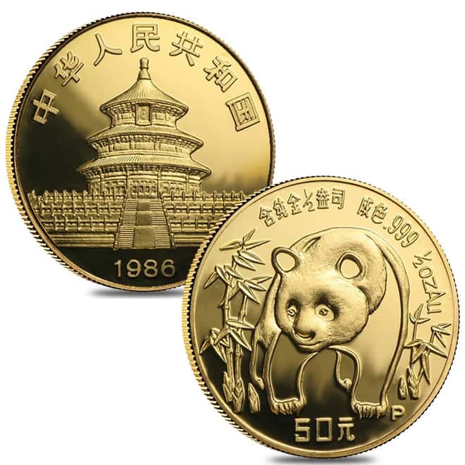 1986 P 1.9 oz Chinese Proof Gold Panda 5-Coin Set (Sealed)