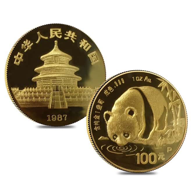 1987 P 1.9 oz Chinese Gold Panda 5-Coin Proof Set (Sealed)