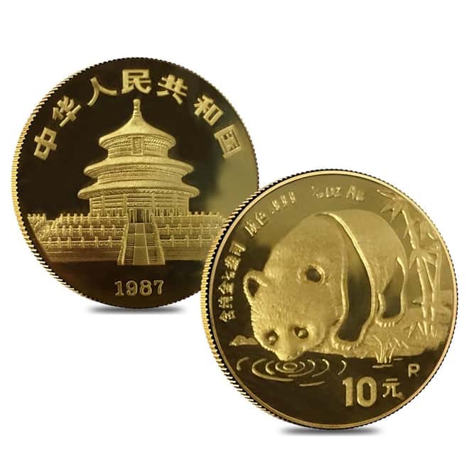 1987 P 1.9 oz Chinese Gold Panda 5-Coin Proof Set (Sealed)