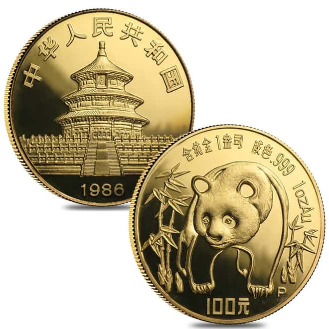 1986 P 1.9 oz Chinese Proof Gold Panda 5-Coin Set (Sealed)