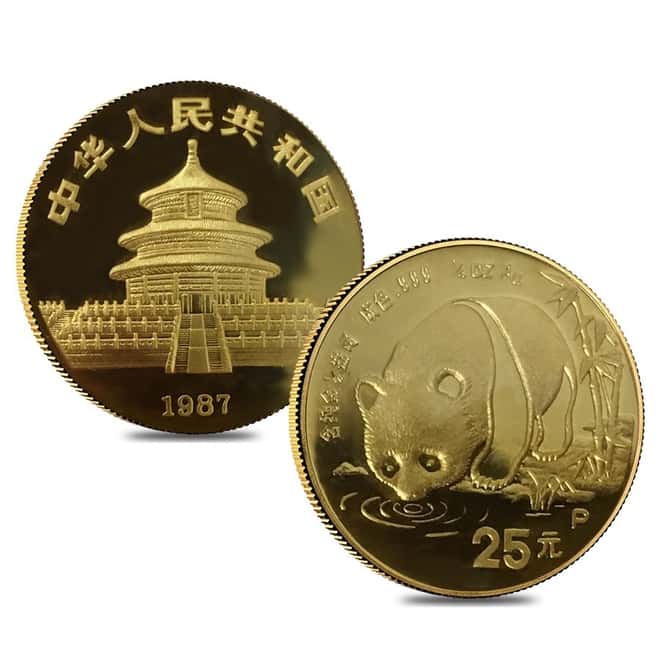 1987 P 1.9 oz Chinese Gold Panda 5-Coin Proof Set (Sealed)
