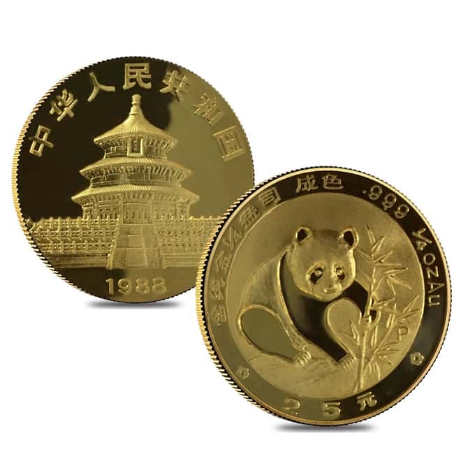 1988 P 1.9 oz Chinese Gold Panda 5-Coin Proof Set (Sealed)