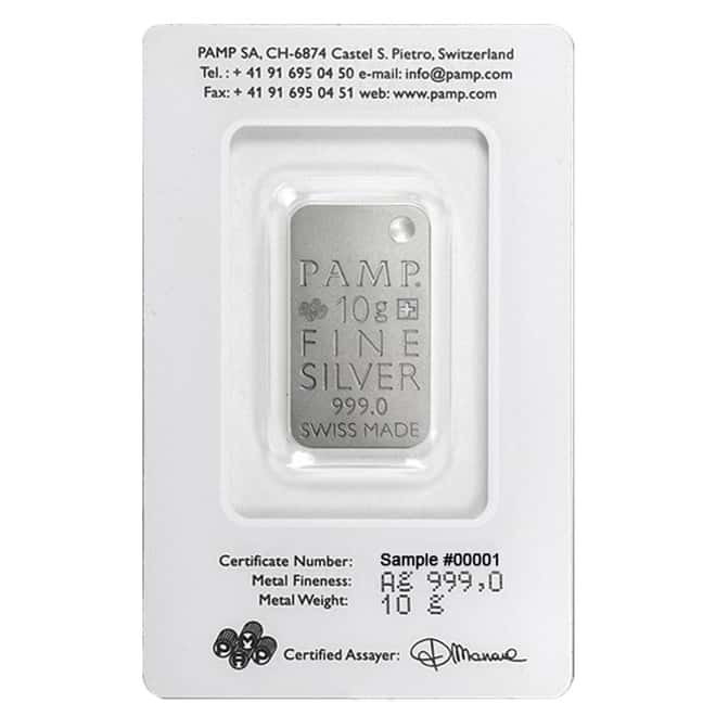 10 gram PAMP Suisse River Stones Silver Ingot Pendant