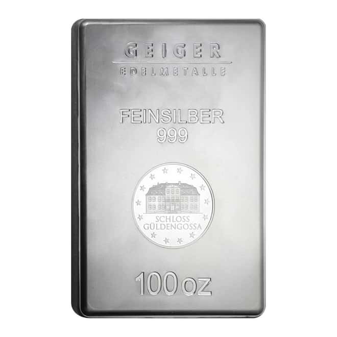 100 oz Geiger Silver Bar .999 Fine (Security Line Series)