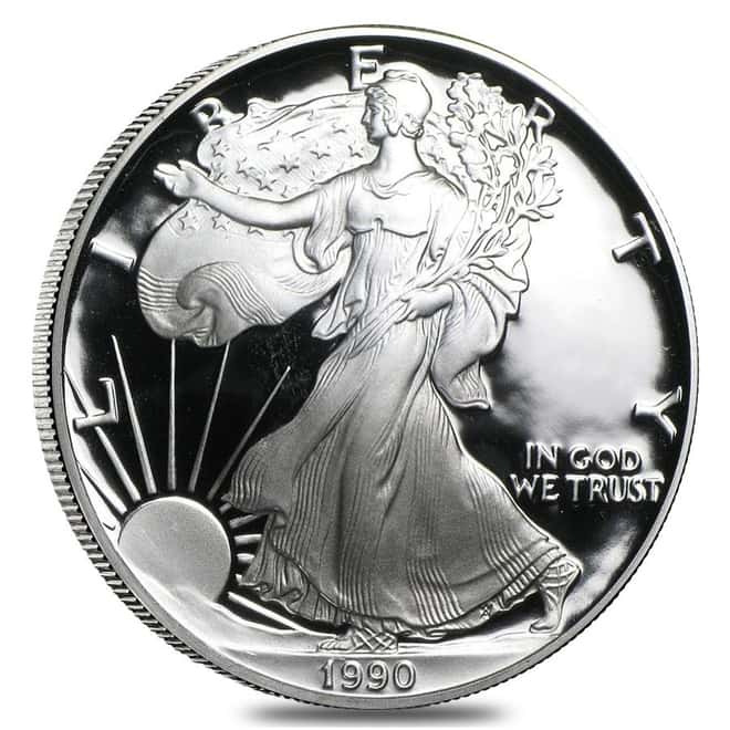 1990-S 1 oz Proof Silver American Eagle (w/Box & COA) 