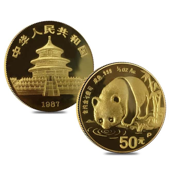 1987 P 1.9 oz Chinese Gold Panda 5-Coin Proof Set (Sealed)