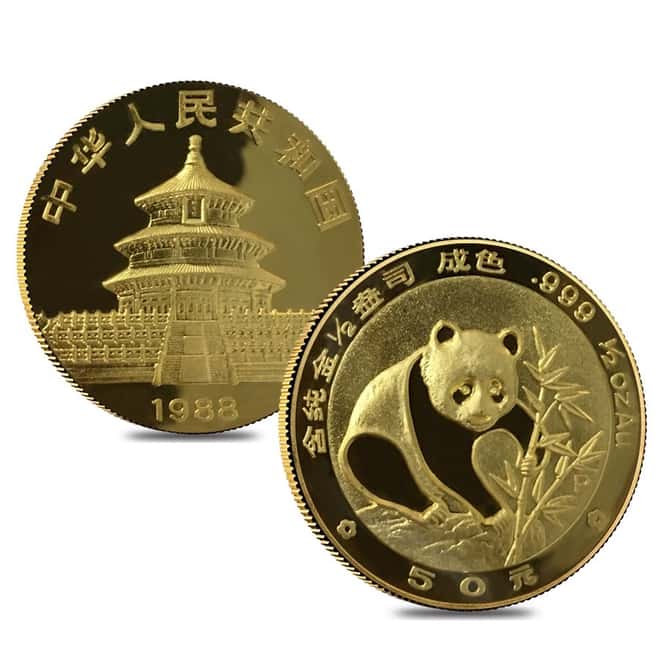 1988 P 1.9 oz Chinese Gold Panda 5-Coin Proof Set (Sealed)