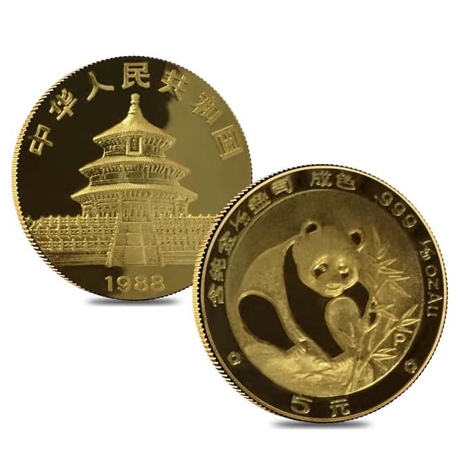 1988 P 1.9 oz Chinese Gold Panda 5-Coin Proof Set (Sealed)