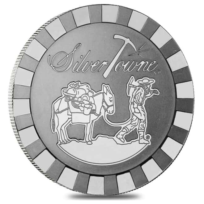 5 oz SilverTowne Prospector Stackable Silver Round .999 Silver