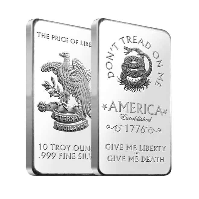 Don't Tread On Me 10 oz Silver Bar .999 Fine
