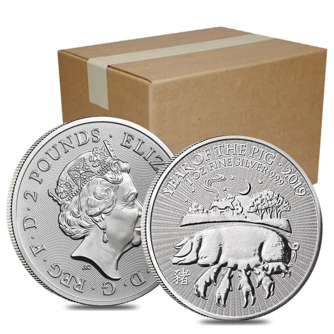 2019 Great Britain 1 oz Silver Year of the Pig Coin .999 Fine BU In Cap