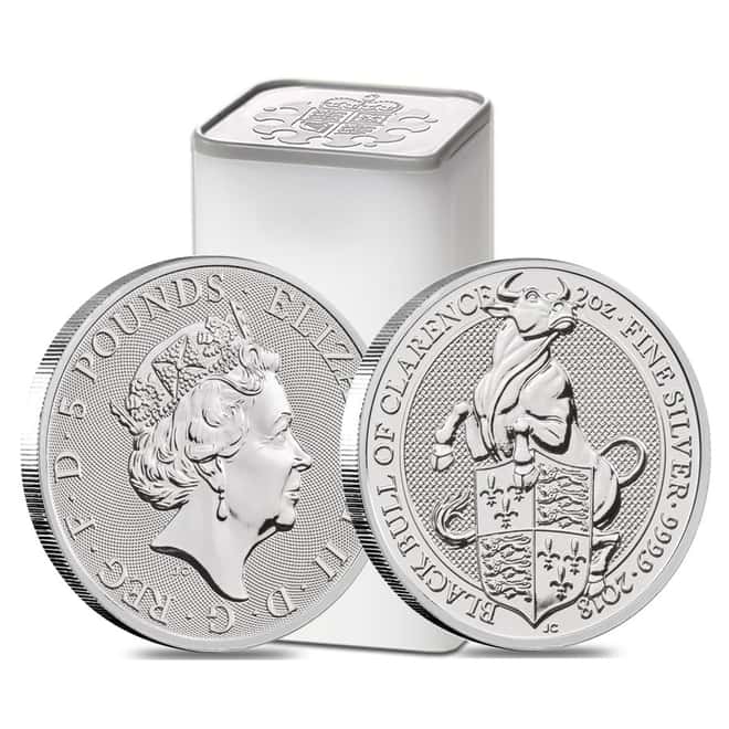 2018 Great Britain 2 oz Silver Queen's Beast (Black Bull) Coin .9999 Fine BU