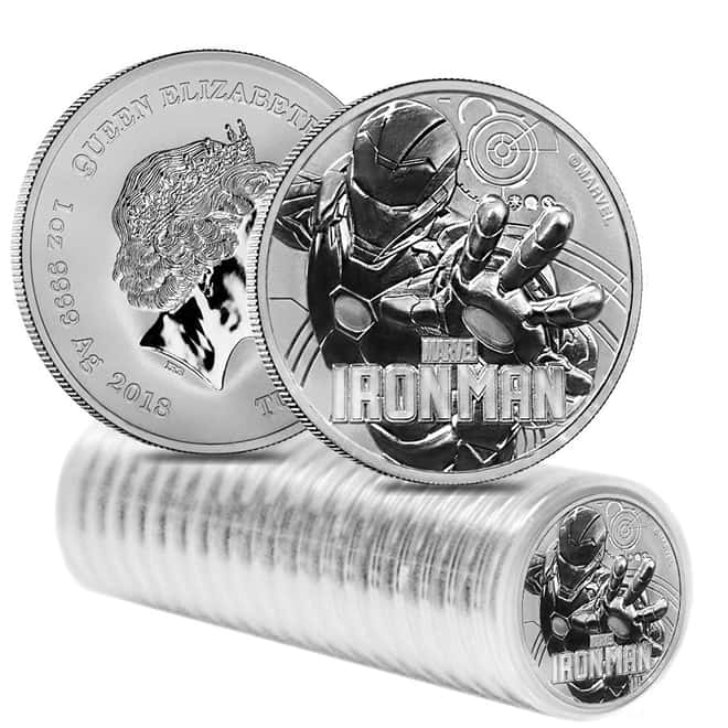 2018 1 oz Tuvalu Ironman Marvel Series Silver Coin .9999 Fine Silver BU In Cap