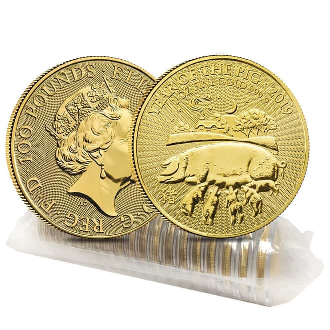 2019 Great Britain 1 oz Gold Year of the Pig Coin .9999 Fine BU