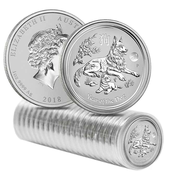 2018 1 oz Silver Lunar Year of The Dog Lion Privy BU Australian Perth Mint In Cap