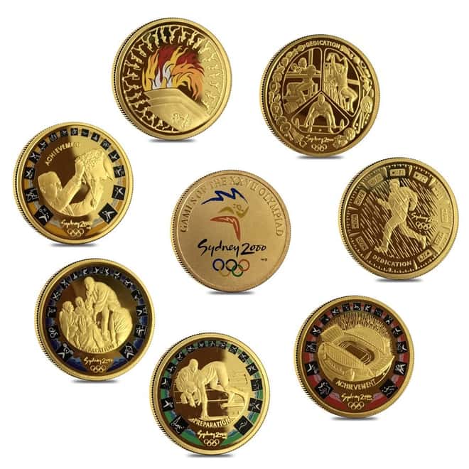 2000 2.58 oz Australian $100 Sydney Olympics Proof Gold 8-Coin Set (w/Box & COA)