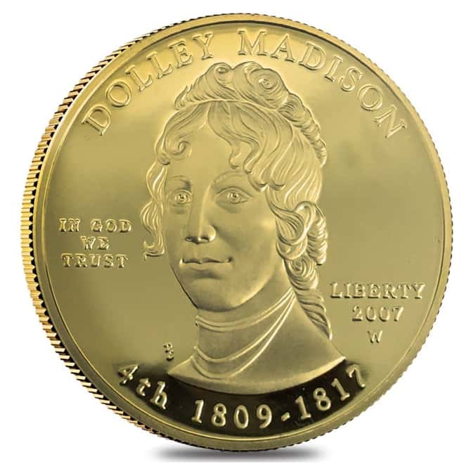 2007 W 1/2 oz $10 First Spouse - Dolley Madison Gold Proof Coin (w/Box & COA)