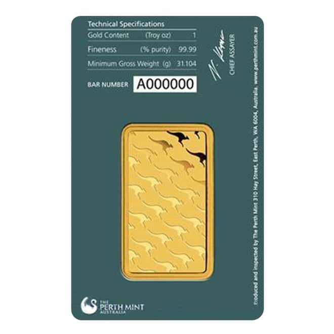 1 oz Perth Mint Gold Bar .9999 Fine (In Assay)