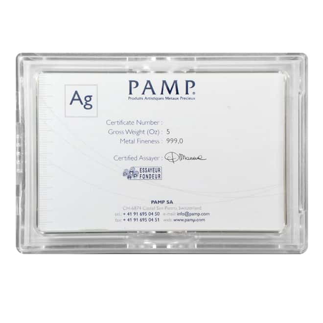  5 oz Silver Bar PAMP Suisse Lady Fortuna .999 Fine