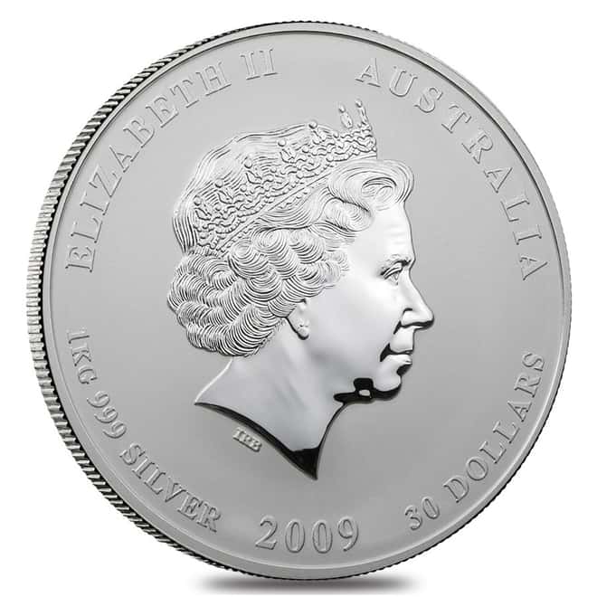 2009 1 Kilo Silver Lunar Year of The Ox BU Australian Perth Mint In Cap