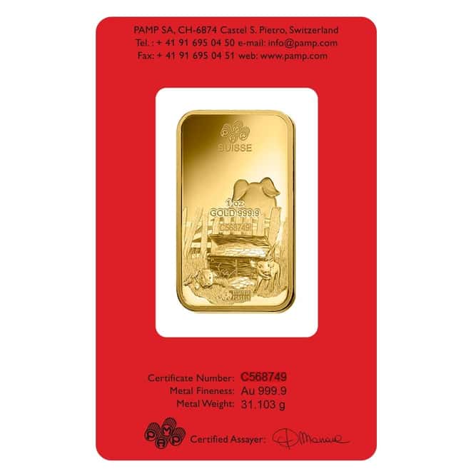 1 oz PAMP Suisse Year of the Pig Gold Bar (In Assay)