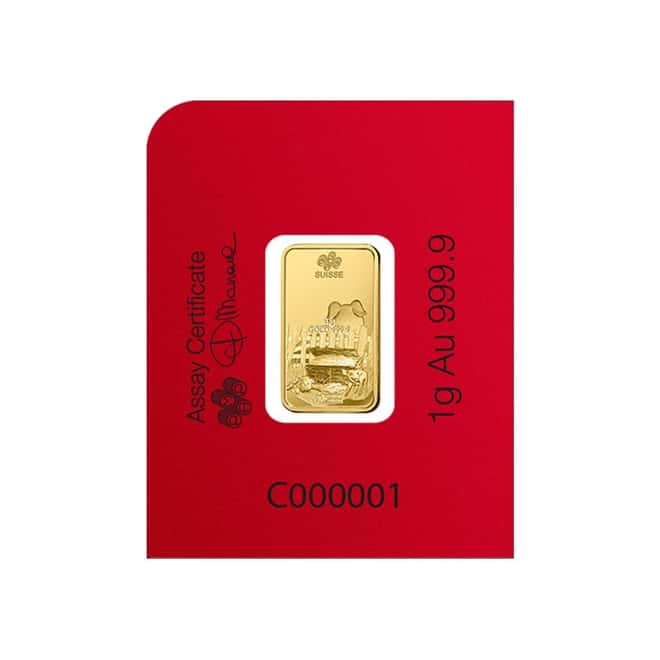 8x1 gram Gold Bar PAMP Suisse Lunar Pig Multigram+8 (In Assay) 