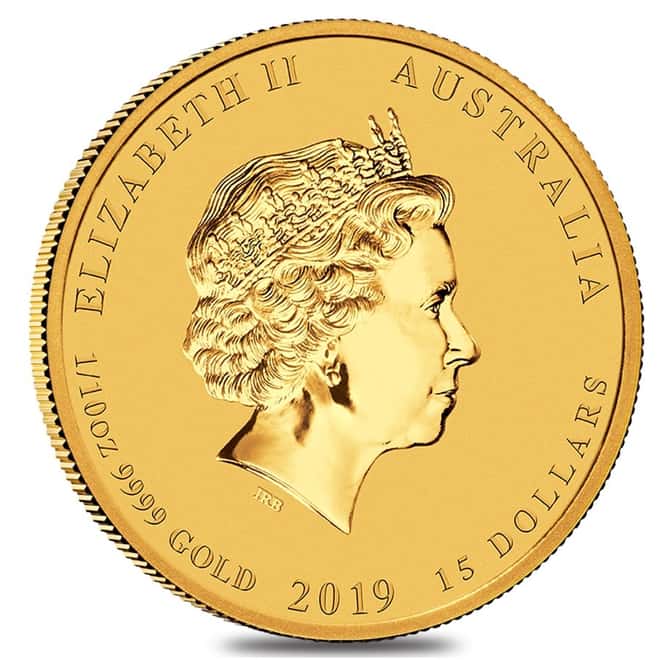 2019 1/10 oz Gold Lunar Year of The Pig BU Australia Perth Mint In Cap