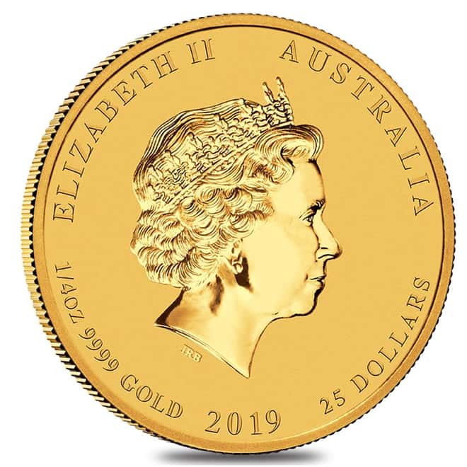 2019 1/4 oz Gold Lunar Year of The Pig BU Australia Perth Mint In Cap