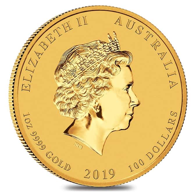 2019 1 oz Gold Lunar Year of The Pig BU Australia Perth Mint In Cap 