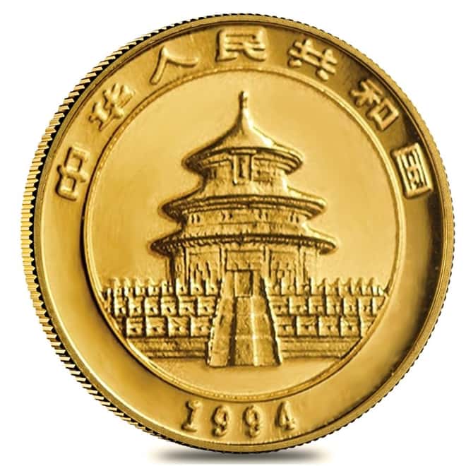 1994 1/20 oz Chinese Gold Panda 5 Yuan Large Date BU (Sealed)