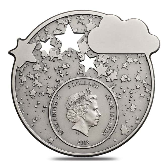 2018 1 oz Cook Islands Lullaby Dreaming Boy High Relief Antiqued Silver Coin $5 .999 Fine (w/Box&COA)