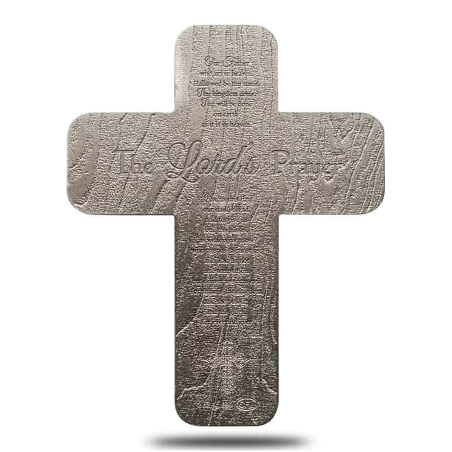 2 oz Crucifix Lord's Prayer High Relief Antiqued Silver Medal .999 Fine (w/Box)