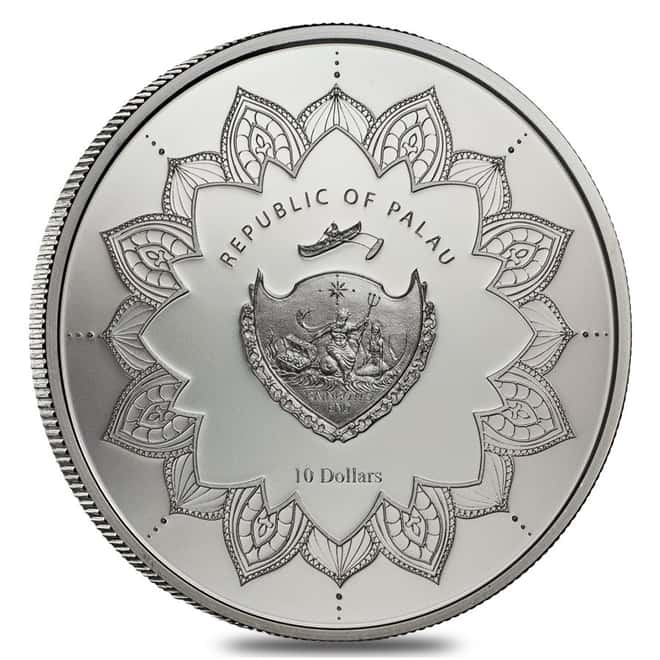2018 2 oz Palau Laughing Buddha Proof Silver Coin $10 .999 Fine (w/Box&COA)